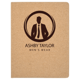 Cork with Black Engraving Portfolio with Notepad - Laser Engraved Leatherette
