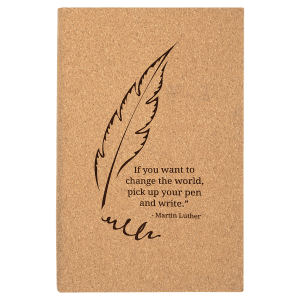 Cork with Black Engraving Journal with Lined Notepad - Laser Engraved Leatherette
