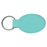 Teal with Black Engraving Oval Keychain - Laser Engraved Leatherette
