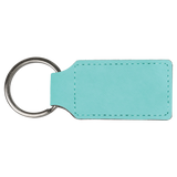 Teal with Black Engraving Rectangle Keychain - Laser Engraved Leatherette