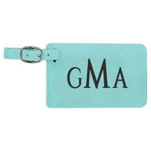 Teal with Black Engraving Luggage Tag - Laser Engraved Leatherette
