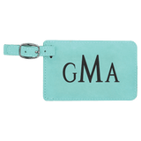Teal with Black Engraving Luggage Tag - Laser Engraved Leatherette