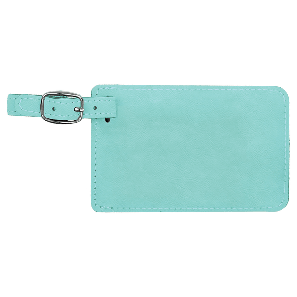 Teal with Black Engraving Luggage Tag - Laser Engraved Leatherette
