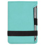 Teal with Black Engraving Mini Notepad with Pen - Laser Engraved Leatherette