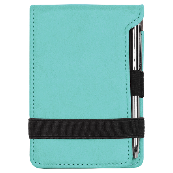 Teal with Black Engraving Mini Notepad with Pen - Laser Engraved Leatherette