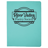 Teal with Black Engraving Portfolio with Notepad - Laser Engraved Leatherette