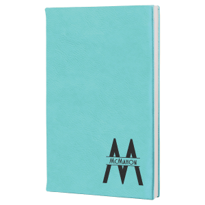 Teal with Black Engraving Journal with Lined Notepad - Laser Engraved Leatherette