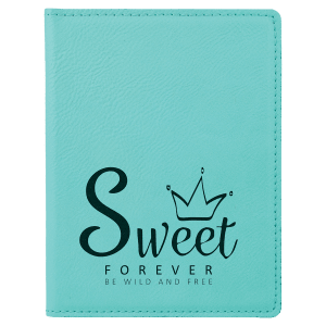 Teal with Black Engraving Passport Holder - Laser Engraved Leatherette