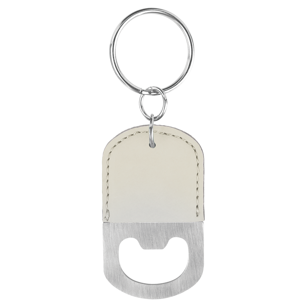 White with Black Engraving Bottle Opener Keychain - Laser Engraved Drinkware