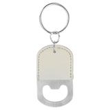White with Black Engraving Bottle Opener Keychain - Laser Engraved Drinkware