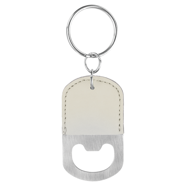 White with Black Engraving Bottle Opener Keychain - Laser Engraved Drinkware
