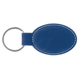 Blue with Silver Engraving Oval Keychain - Laser Engraved Leatherette
