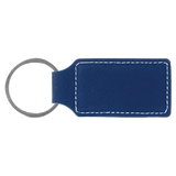 Blue with Silver Engraving Rectangle Keychain - Laser Engraved Leatherette