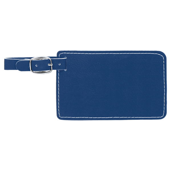 Blue with Silver Engraving Luggage Tag - Laser Engraved Leatherette