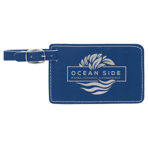 Blue with Silver Engraving Luggage Tag - Laser Engraved Leatherette