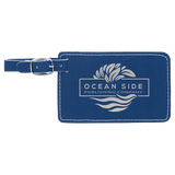Blue with Silver Engraving Luggage Tag - Laser Engraved Leatherette