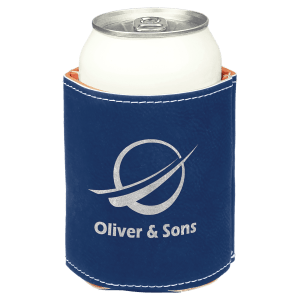 Blue/Silver Beverage Holder - Laser Engraved Corporate Gift