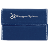 Blue with Silver Engraving Hard Business Card Holder - Laser Engraved Leatherette