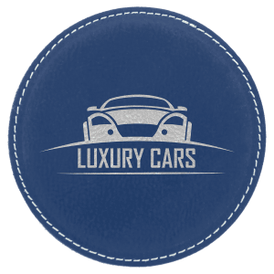 Blue with Silver Engraving Round Single Coaster - Laser Engraved Gift