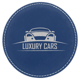 Blue with Silver Engraving Round Single Coaster - Laser Engraved Gift