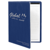Blue with Silver Engraving Portfolio with Notepad - Laser Engraved Leatherette