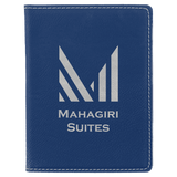 Blue with Silver Engraving Passport Holder - Laser Engraved Leatherette