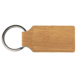 Bamboo with Black Engraving Rectangle Keychain - Laser Engraved Leatherette