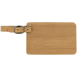 Bamboo with Black Engraving Luggage Tag - Laser Engraved Leatherette