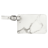 White Marble with Black Engraving Luggage Tag - Laser Engraved Leatherette