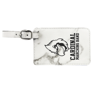 White Marble with Black Engraving Luggage Tag - Laser Engraved Leatherette