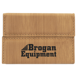 Bamboo with Black Engraving Hard Business Card Holder - Laser Engraved Leatherette