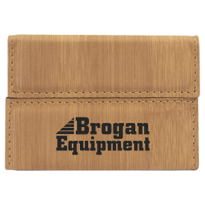 Bamboo with Black Engraving Hard Business Card Holder - Laser Engraved Leatherette