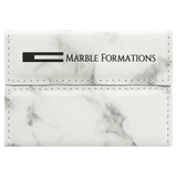 White Marble with Black Engraving Hard Business Card Holder - Laser Engraved Leatherette