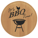 Light Brown with Black Engraving Round Single Coaster - Laser Engraved Gift