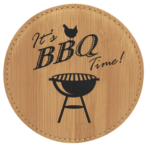Light Brown with Black Engraving Round Single Coaster - Laser Engraved Gift