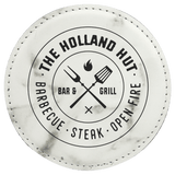 White Marble with Black Engraving Round Single Coaster - Laser Engraved Gift