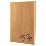 Bamboo with Black Engraving Journal with Lined Notepad - Laser Engraved Leatherette