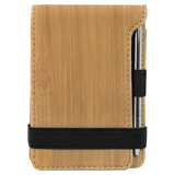 Bamboo with Black Engraving Mini Notepad with Pen - Laser Engraved Leatherette