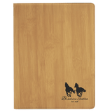 Bamboo with Black Engraving Portfolio with Notepad - Laser Engraved Leatherette