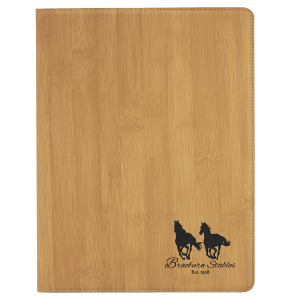 Bamboo with Black Engraving Portfolio with Notepad - Laser Engraved Leatherette