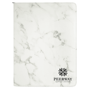 Leatherette Zipper Portfolio with Notepad - Laser Engraved Leatherette