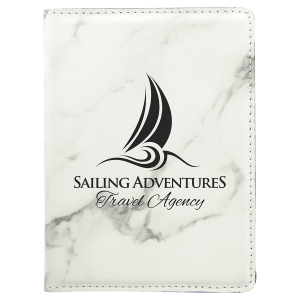 White Marble with Black Engraving Passport Holder - Laser Engraved Leatherette