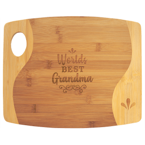 Two Tone Cutting Board with Handle - Laser Engraved Kitchen