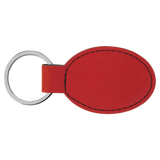 Red with Black Engraving Oval Keychain - Laser Engraved Leatherette
