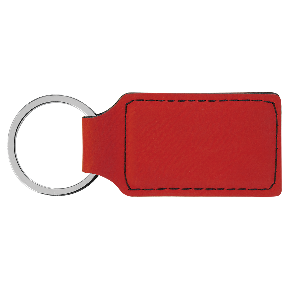 Red with Black Engraving Rectangle Keychain - Laser Engraved Leatherette