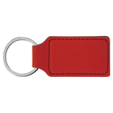 Red with Black Engraving Rectangle Keychain - Laser Engraved Leatherette