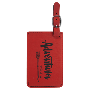Red with Black Engraving Luggage Tag - Laser Engraved Leatherette