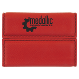 Red with Black Engraving Hard Business Card Holder - Laser Engraved Leatherette