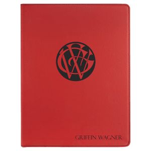 Red with Black Engraving Portfolio with Notepad - Laser Engraved Leatherette