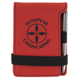 Red with Black Engraving Mini Notepad with Pen - Laser Engraved Leatherette
